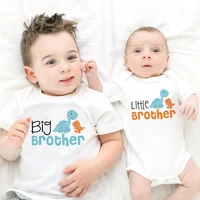 1PC Big Little Brother Siblings Matching T Shirts Dinosaur Truck Airplane Cartoon Boys Newborn Birthday Party Gift Tops Outfits 1
