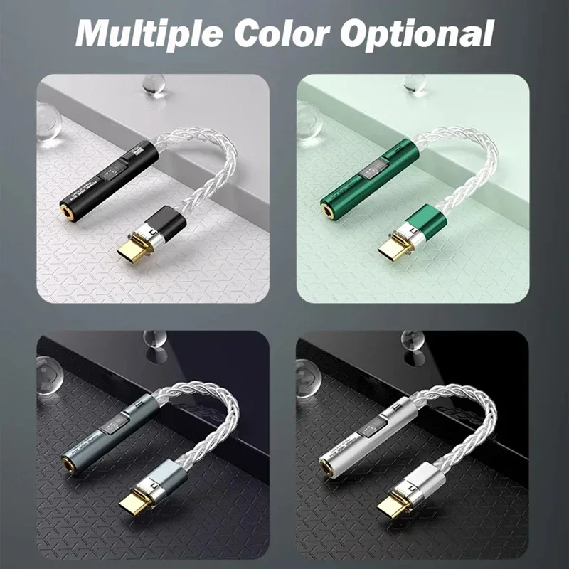 Type C to 3.5mm Adapter HiFi Type C to 3.5mm Jack Audio Adapter Dual DAC Chip USB C 3.5 mm Headphone Aux Audio Converter AMP Decoder Cable 32Bit 384Khz