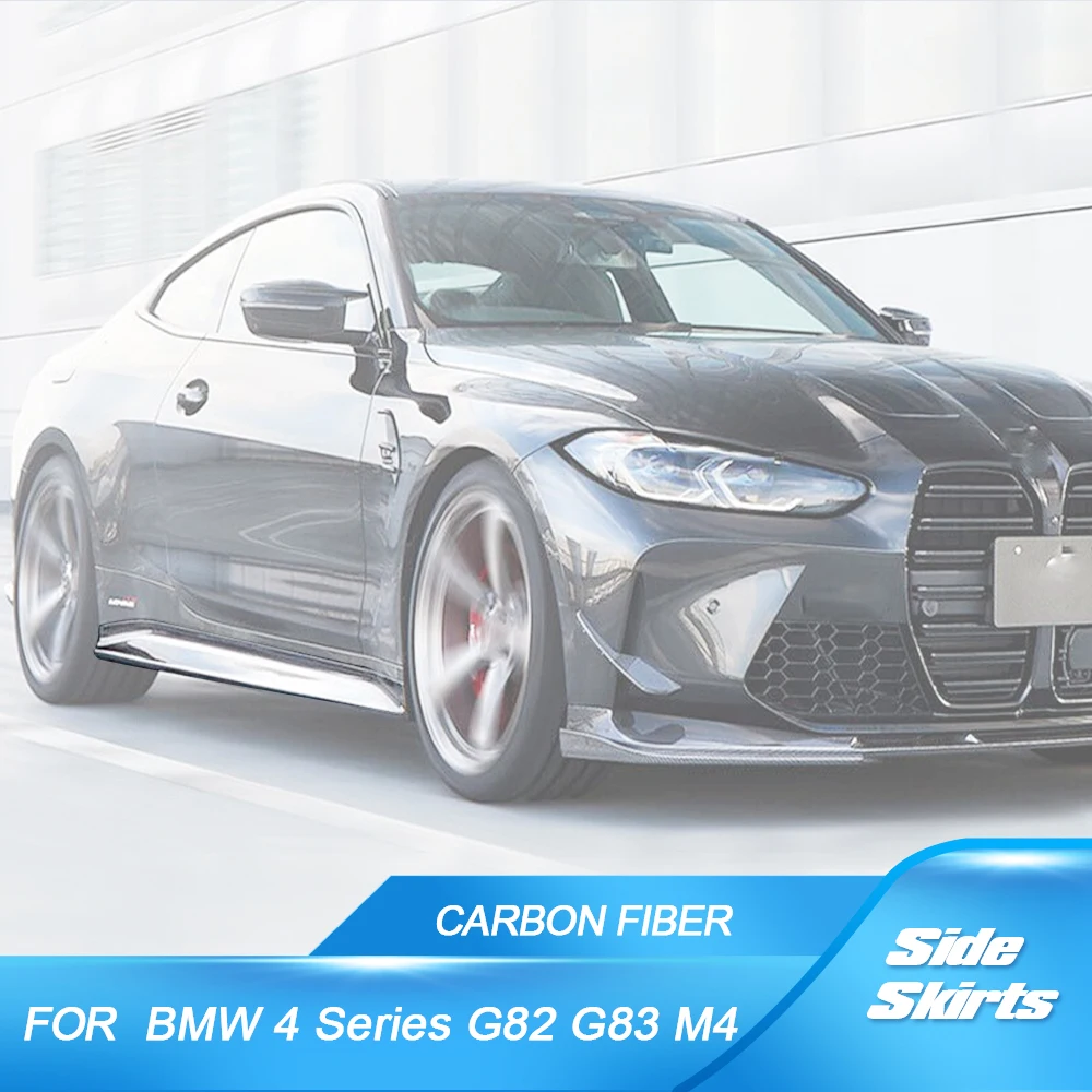 

Real Carbon Fiber Car Side Skirts Body Kits For BMW 4 Series G82 G83 M4 2021 2022 Side Door Bumper Skirts Apron Extension Lips