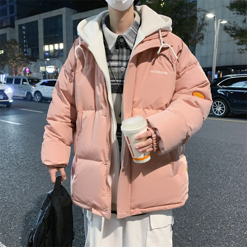 down Padded Jacket Cotton Padded Coat Men's Autumn Winter Fleece-Lined Thickened Boys' Bread Winter Clothing