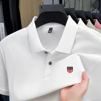 Polo à manches courtes pour homme, 100% coton pur, marque haut de gamme, mode été, broderie de drapeau de luxe, boutique, golf, t-shirt décontracté 6