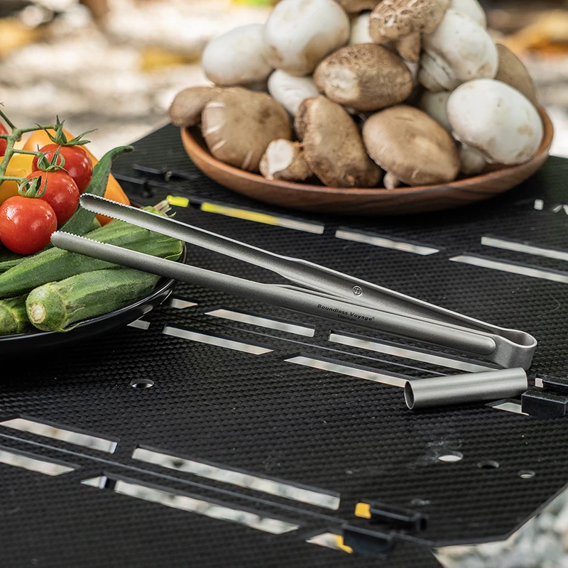 Boundless Voyage Titanium BBQ Tongs Ultralight Food Clip Heat-Resistant & Rustproof Titanium Grilling Tongs Ti1014T Image 9