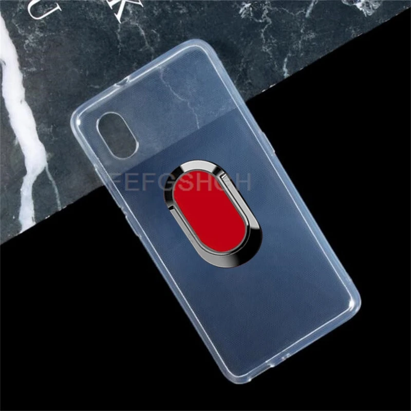 5.5-Inch Soft Silicone Phone Case with Back Ring Holder Bracket