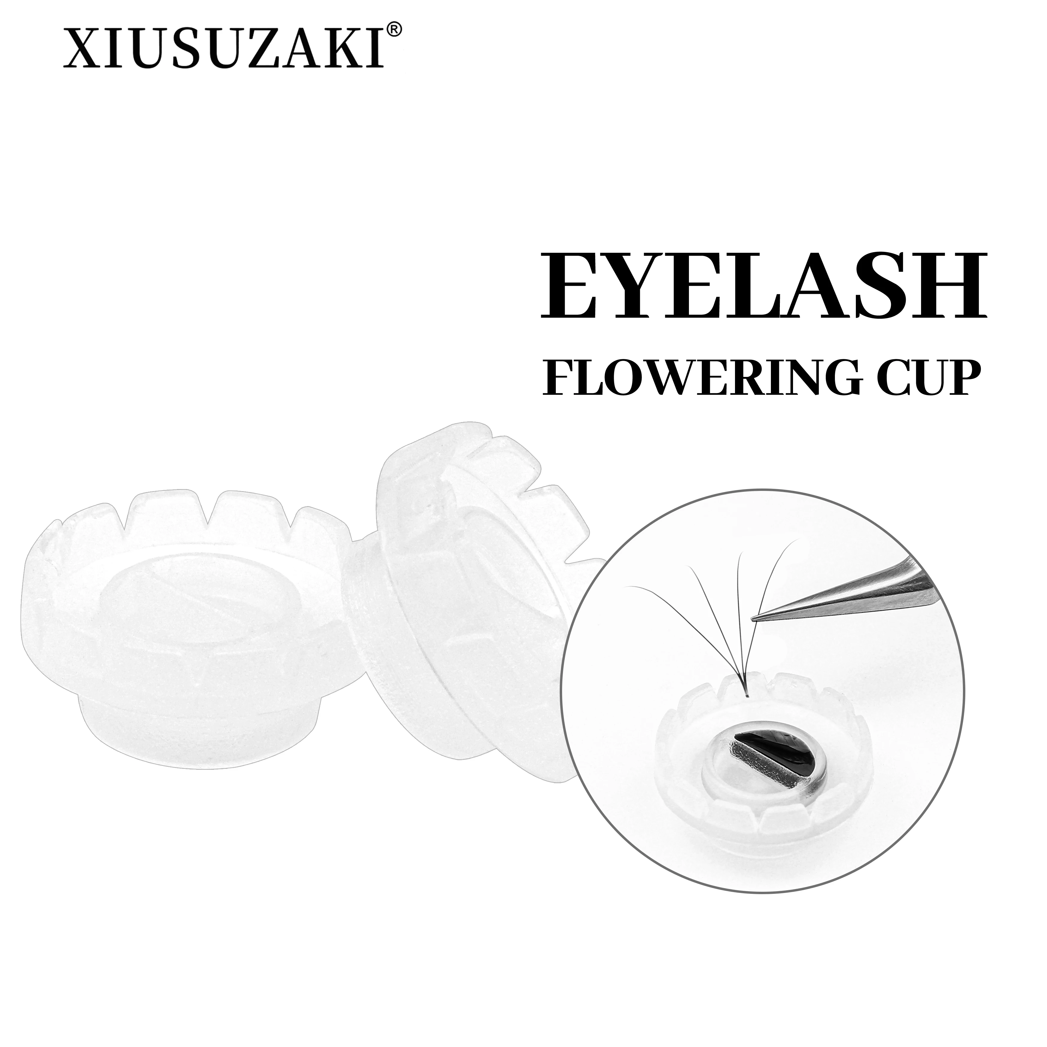 

XIUSUZAKI 100 pcs False Eyelashes Blossom Ring Cup Planting Grafting Rapid Bloom Sun Flower Glue Cup Fan Extension Makeup Tool