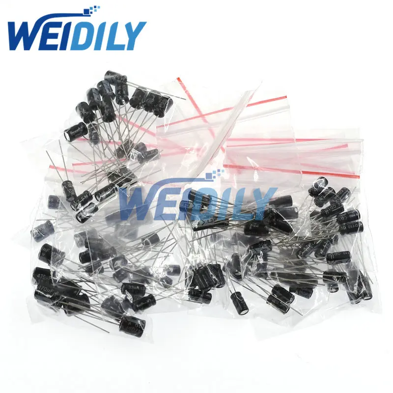 120PCS 12 values 0.22UF-470UF Aluminum Electrolytic Capacitor Assortment Kit Capacitance Set Pack New