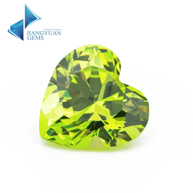 Größe 3x3mm ~ 10x10mm 5A Zirkon Herzschliff Apfelgrüner Zirkonia Stein Lose CZ Synthetischer Edelstein zur Schmuckherstellung