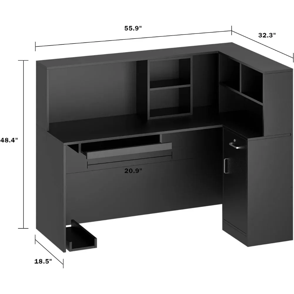 Modern Reception Desk Counter Desk Large Storage Shelves and Drawers Retail Counter Front Desk for Reception Room