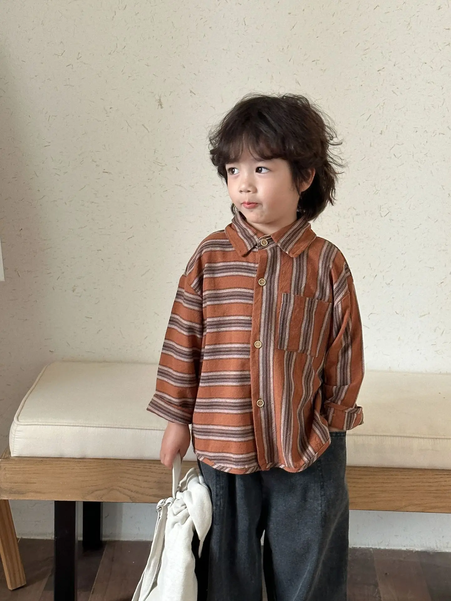 Spring Autumn Children's Long Sleeve Shirt Boys Girls Cotton Striped T-shirt Baby Clothes Toddlers 1-8y Kids Cardigan Tops