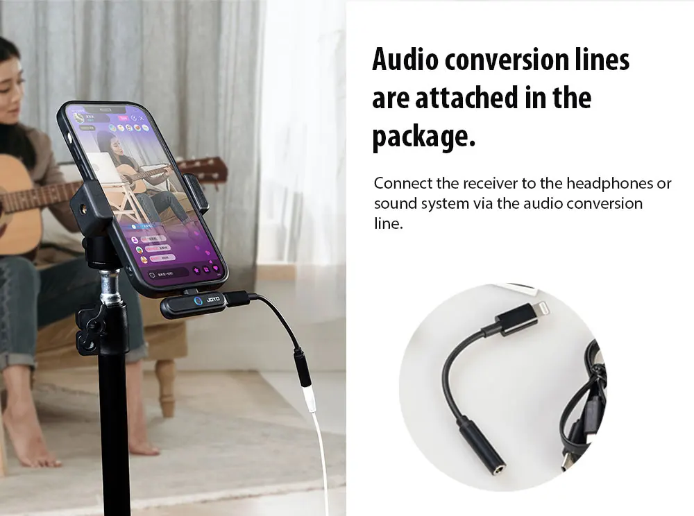 JW-05M Wireless Microphone System Lightning & Type-C Port Lavalier Mic Transmitt