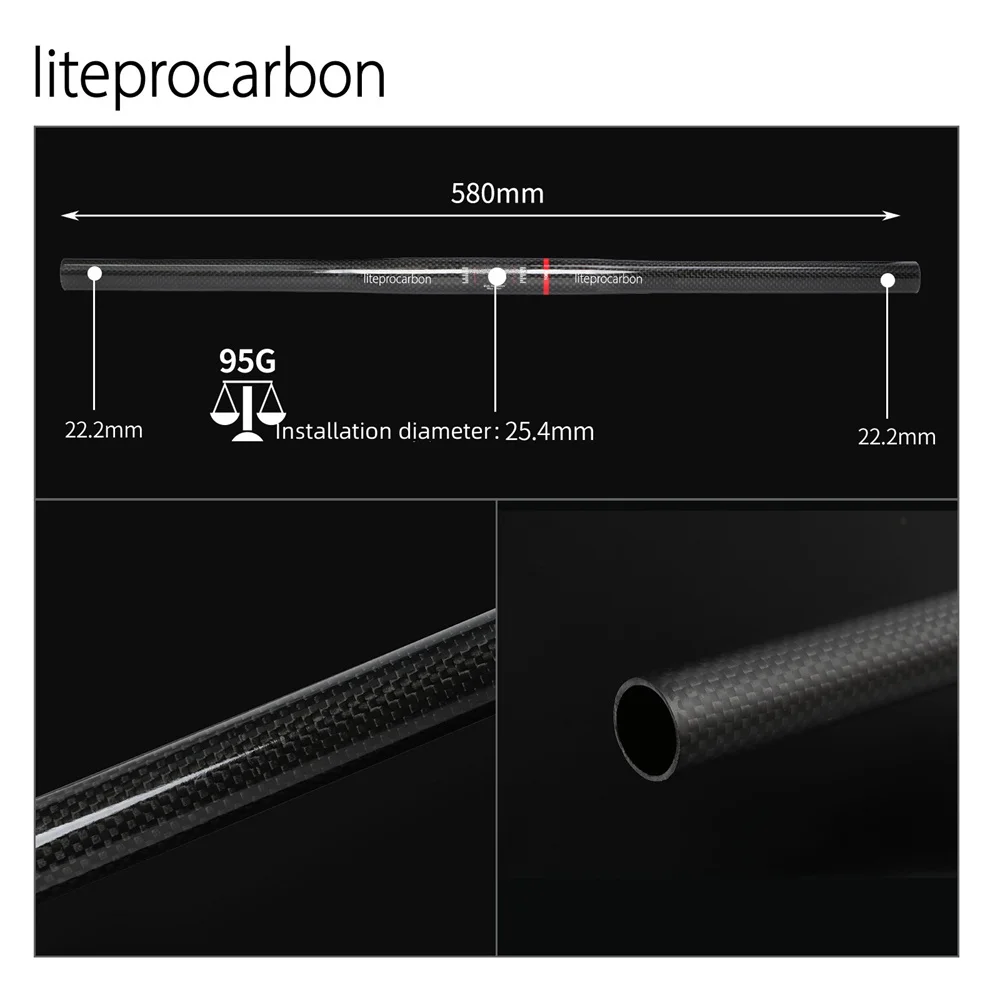 Bicycle 25.4mmx580 handle folding bicycle carbon fiber straight handle for brompton Super light bar