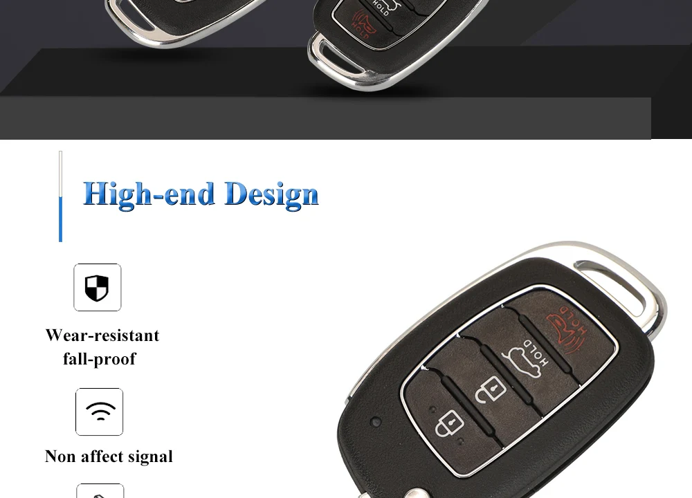 Keyforkess Shell chiave a distanza per auto a vibrazione orizzontale per Hyundai Solaris Creta Ix25 Kona Tucson Sonata I40 Elantra Ix35 I20 Ix45 2019 - S34eeba92eb734c7883792f6c2676d4e93