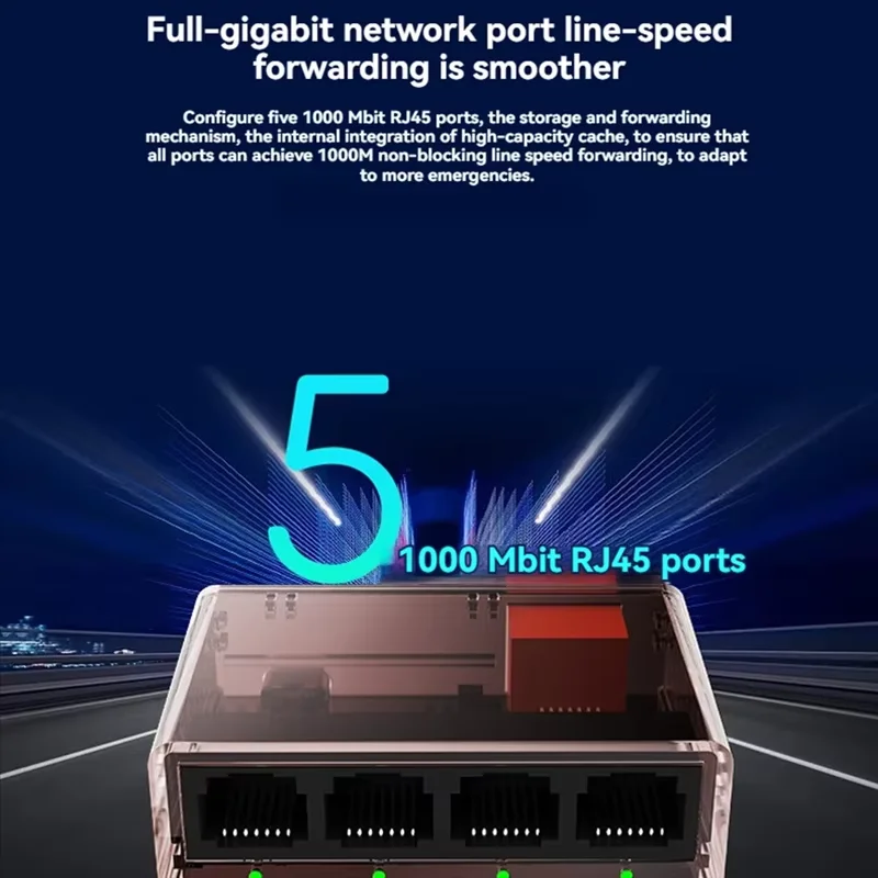 5 Port 1000Mbps Ethernet Switch Gigabit Ethernet Smart Switcher RJ45 Hub Internet Splitter for Router PC Lan Full/Half Duplex