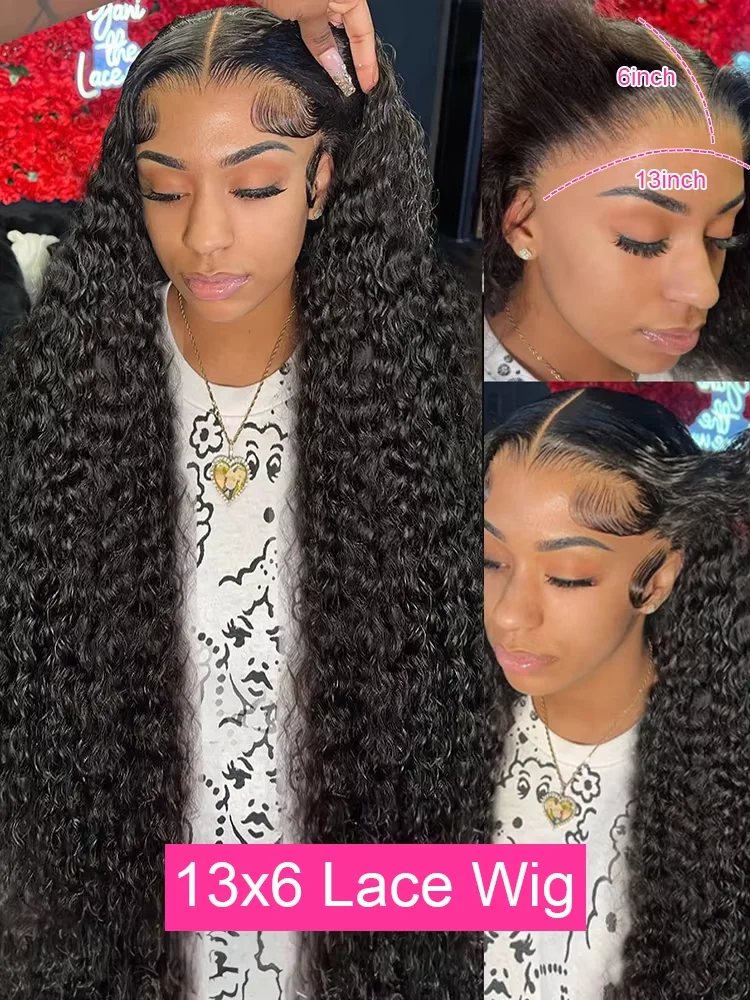 30 36 Inch Curly Wigs Human Hair 13x6 HD Water Deep Wave Frontal Wigs 220% Density 13x4 Lace Front Human Hair Wigs For Women