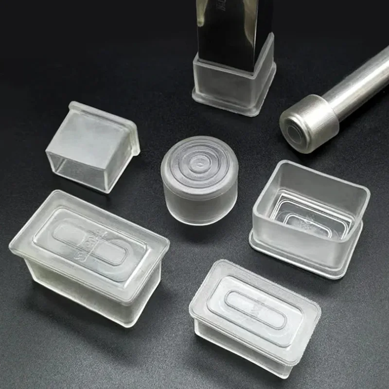 Square Silicone Rubber Felt Pad Tube End Caps Cover Transparent Pipe Feet For Chair Table Furniture 16mm - 60mm Round/Rectangle round rectangle square rubber tube end caps cover transparent pipe feet for chair table furniture 16mm 60mm