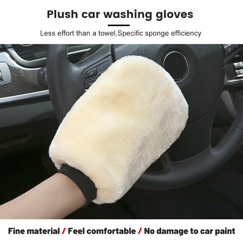 1pcs Double Sided PVC Car Polishing Gloves Car Washing Towel Car Wiping Cloth Water Absorbent Plus Fleece Gloves