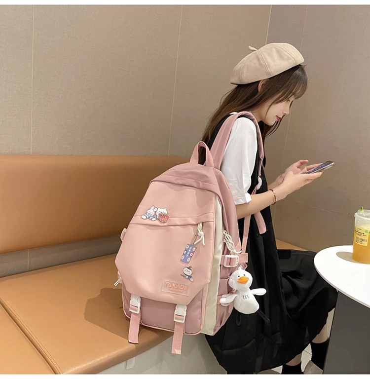 Backpack Female college students Korean harajuku Ulzzang simple backpack INS new high school junior high school backpack