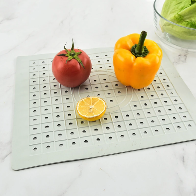 Quick Drain Sink Mat Non Slip Soft Rubber Tabletop Heat Insulation Protector Pads Kitchen Tableware Bathroom Quick Drying Mats