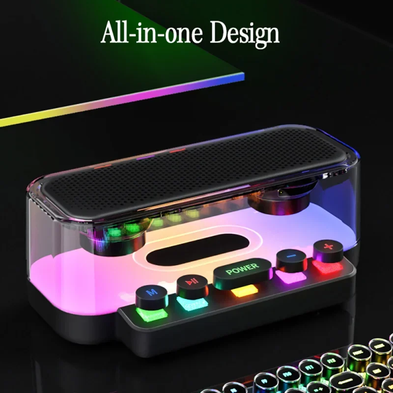 

Беспроводная игровая Колонка Bluetooth 5,0 RGB с подсветкой, стерео сабвуфер, прозрачная Поддержка USB TF Play, звуковая панель для ПК, игровой саундбокс, новинка