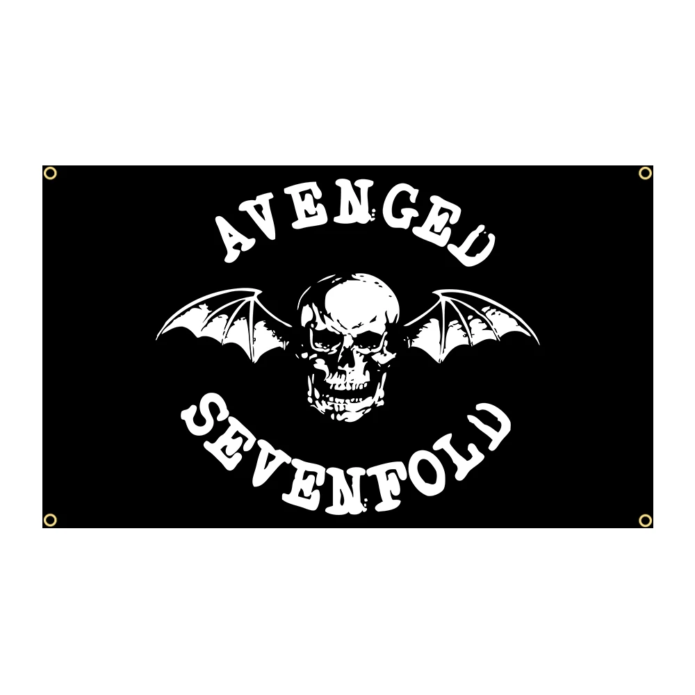 

90x150cm Aveged Black Wing Skull Band Flag Polyester Printed Heavy Rock Banner Home or Outdoor For Decoration