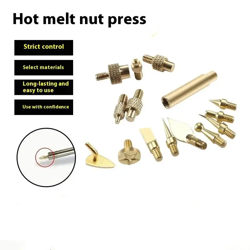 Gold 7/9/10Pcs Heat Insert Nut Iron Tip M2 M3 M4 M5 M6 M8 Brass Thread Embedded Kit Tool For Plastic 3D Printer Soldering Iron