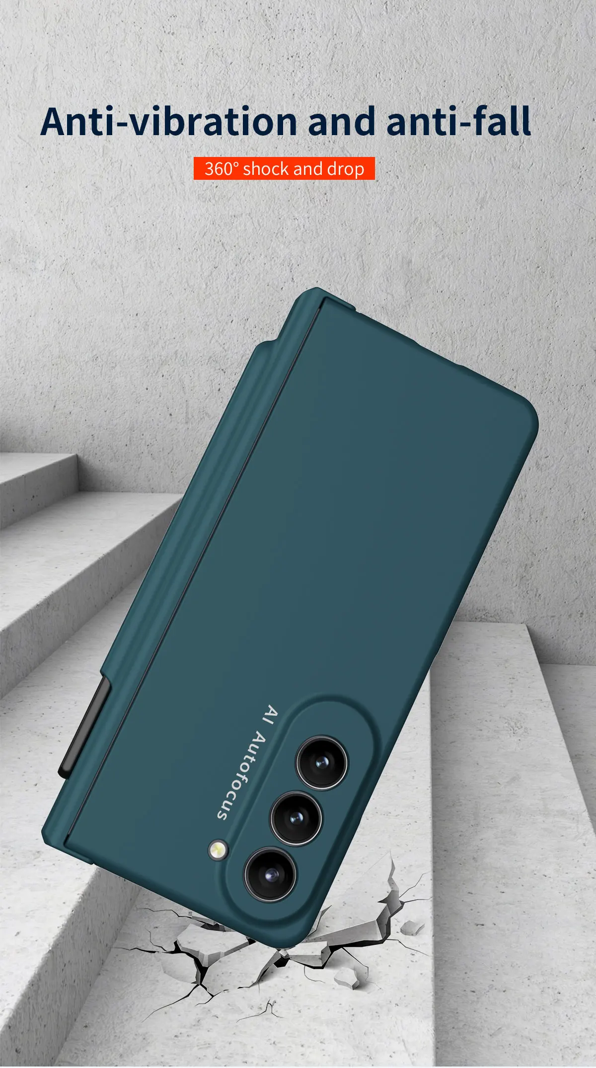 Coque de téléphone Samsung Galaxy Z Fold 5 5G, pour Fold5 Slim S, support de fente pour stylo, charnière, couvercle en plastique avec protecteur d'écran avant_voghion.com