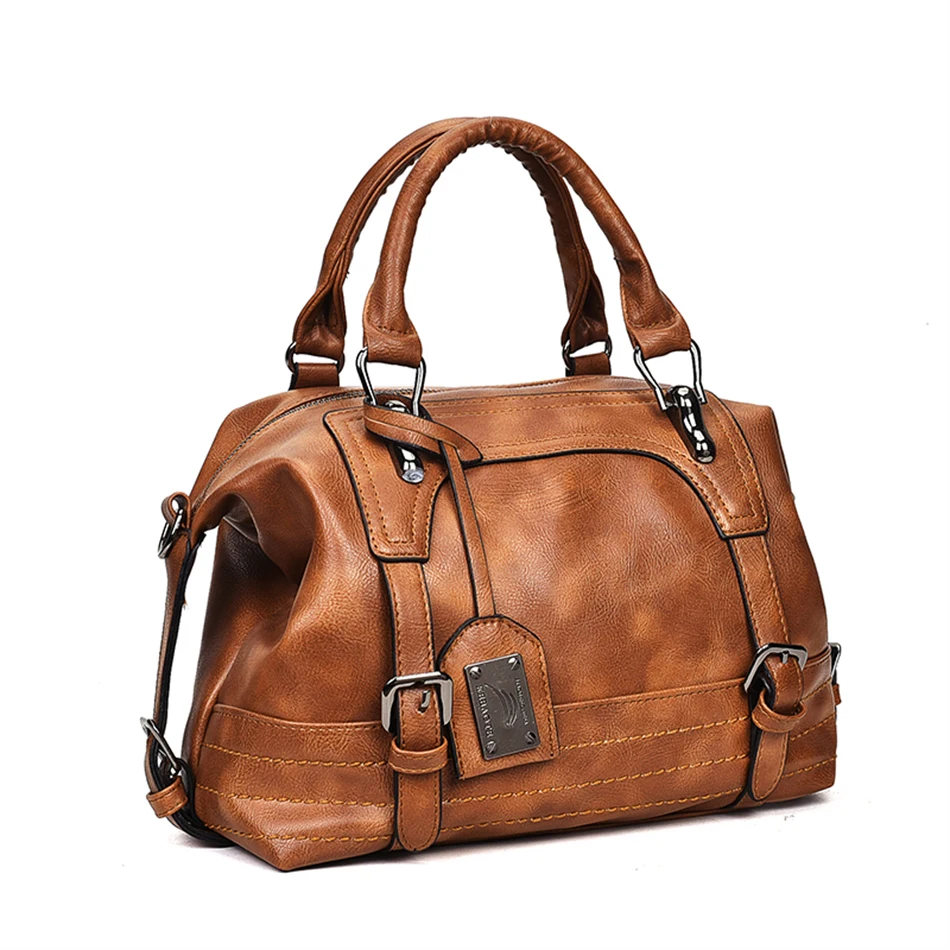 Women Vintage Luxury Handbag Purses Soft Leather Shoulder Bag Designer Female Casual Tote Travel Bag Femme Ladies Hand Bags