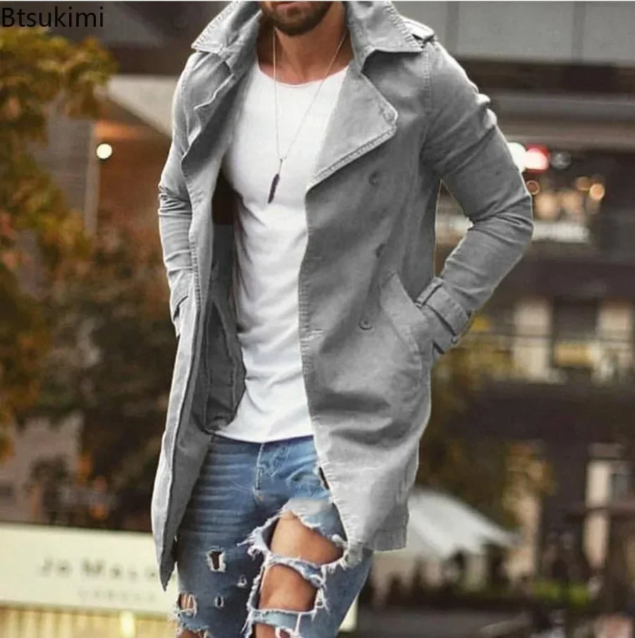Men Trench Coat Autumn Winter Warm Overcoat Fashion Casual Long Sleeve Slim Button Jacket Coats trench coat,casual men jacket