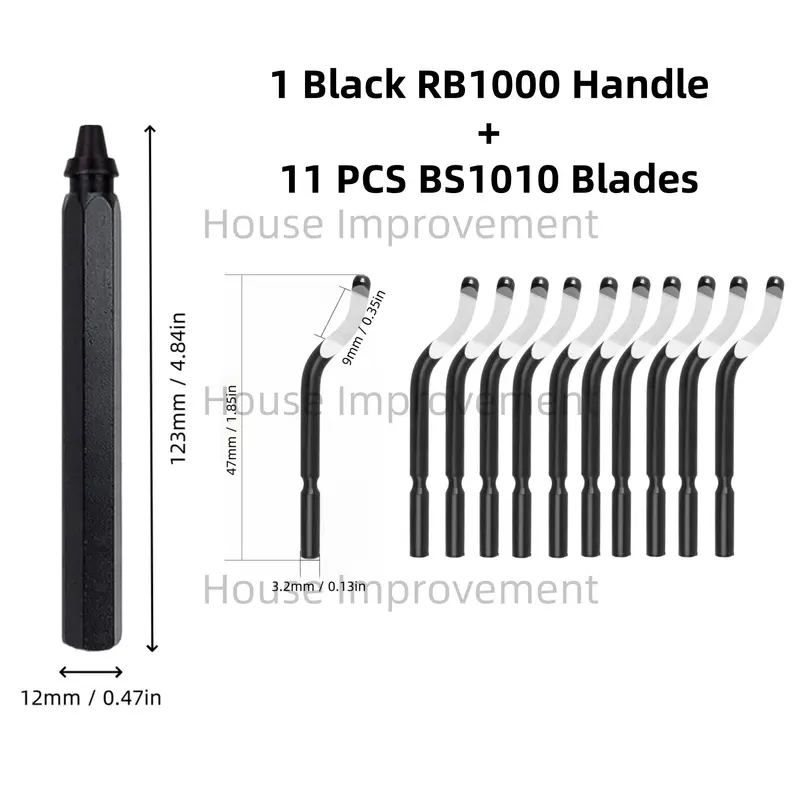 Deburring Tool Set with 11pcs High Speed Steel Swivel Blades Burr Removal Tool for Metal Resin PVC Pipes Copper Plastic Aluminum - Image 13