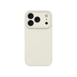 Official Liquid Silicone Shockproof Matte Soft Phone Case with Enhanced Camera Protection - iPhone 15 (Antique White)