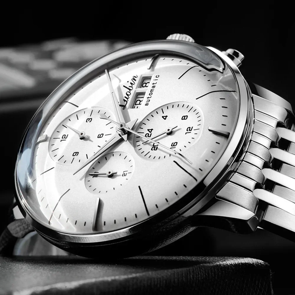 Montre d&rsquo;affaires automatique pour hommes Mouvement m&eacute;canique Chronographe multifonction en acier inoxydable &eacute;tanche Kevin Watch