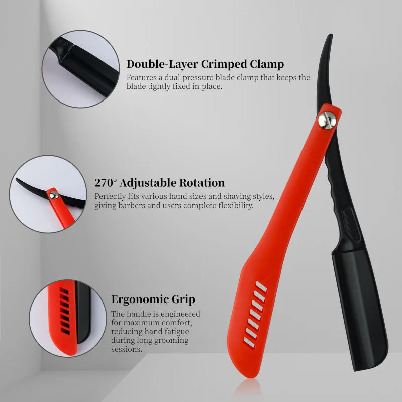 Men Manual Folding Beard Shaver Hollow Out Handle Straight Razor Barber Shaver Salon & Home Use With 100pcs Edge Single Blades
