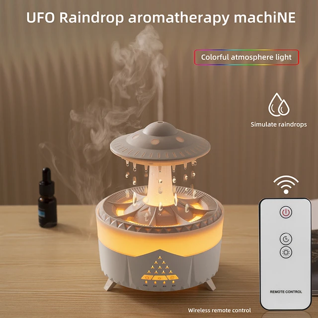 350ml Aroma Air Humidifier Mini Usb Remote Control Raindrop Colorful Light Aromatherapy Room Rain Cloud Aroma Oil  Diffuser 2