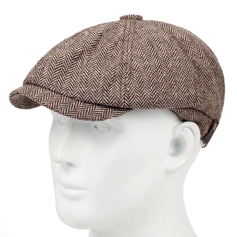 Plaid Beret casual hat beret hat woolen beret wool caps Men's Casual Hat Three Beret