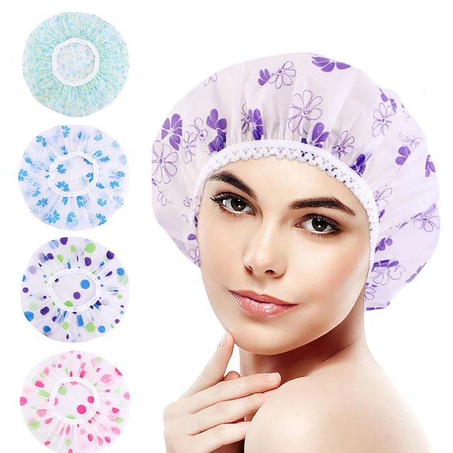 Bonnet de Douche, Grand Bonnet de Douche élastique pour Femme, Réutilisable  pour Douche, Salon, Spa,(lot De 3 Bleu, Vert, Rose)