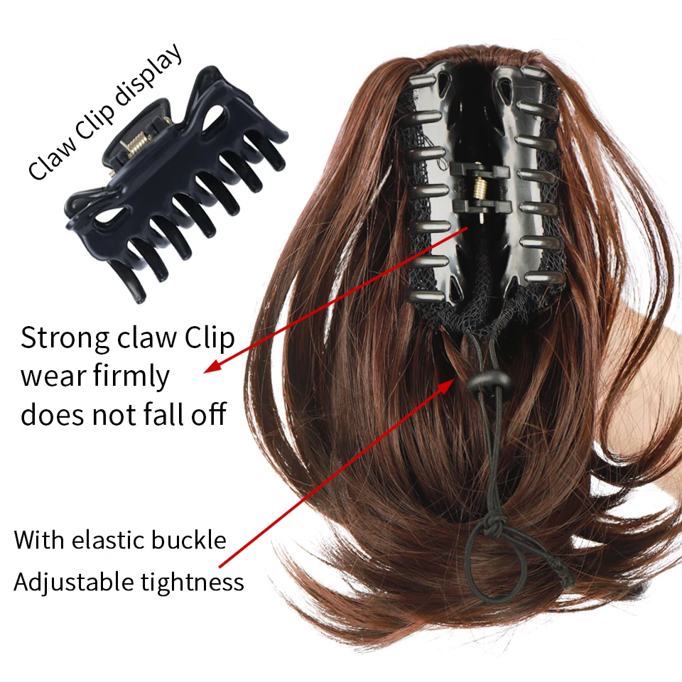HUAYA Ponytail Synthetic Hair Short Straight Claw Clip Ponytail Hair Extensions Heat Resistant Pony Tail False