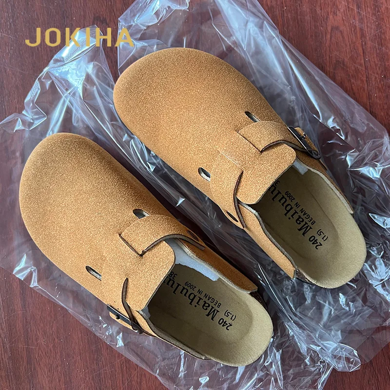 

Autumn Men Women's Cork Slippers Shoes Brown Classic Closed Toe Mule Slippers Fashion Black Cork Sandals Man Women Unisex