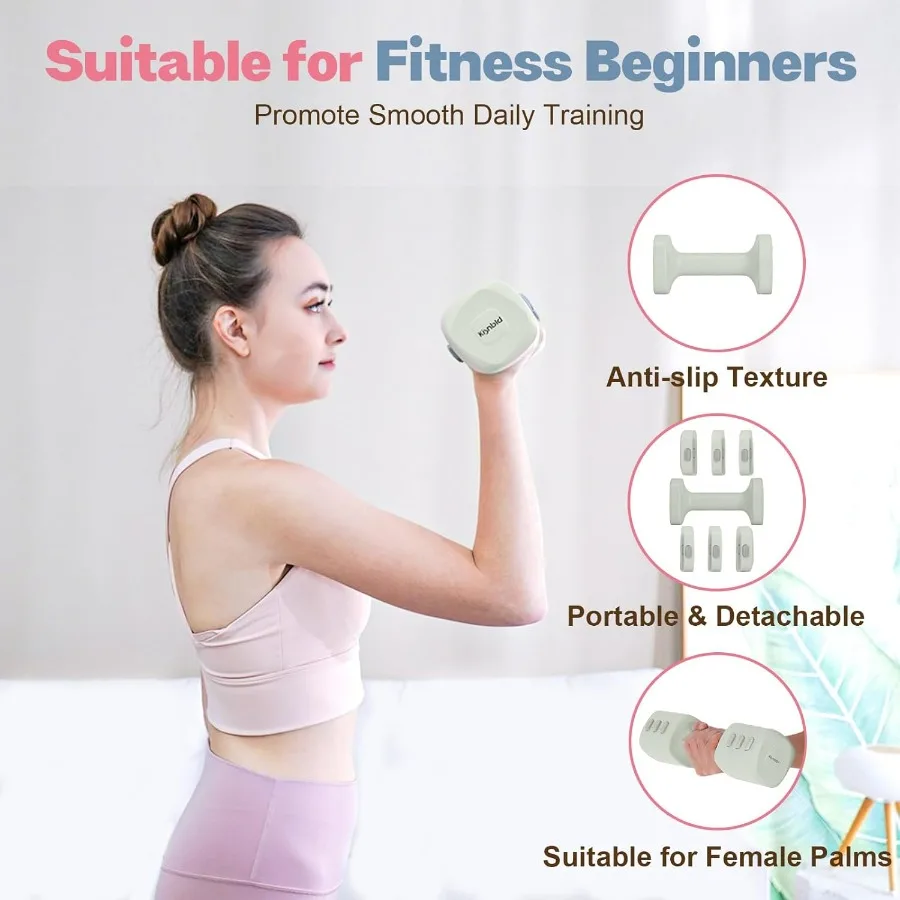 Adjustable Dumbbell Set of 2, 4 in 1 Free Weights Dumbbells Set for Women with Fast Adjustment, Each 2lb 3lb 4lb 5lb Hand Weight