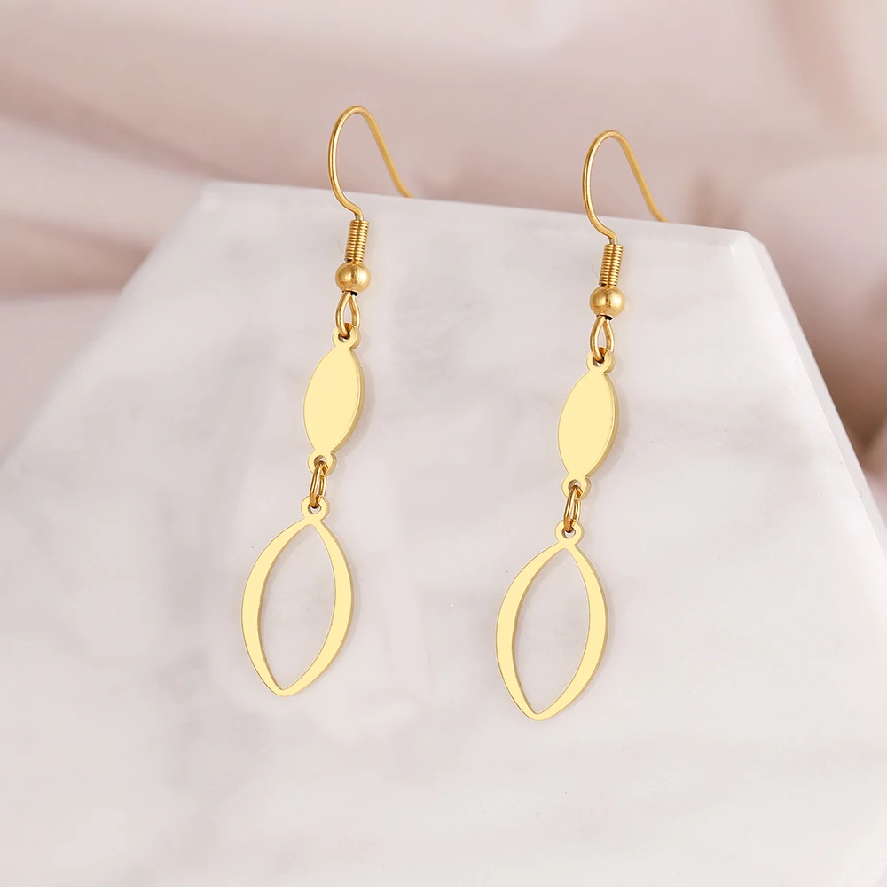 Pendant earrings Stainless Steel Earrings Vintage Geometric Oval Minimalist Pendant Fashion Charms Earrings for Women Jewelry Elegant