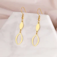 Stainless Steel Vintage Geometric Oval Drop Earrings 3