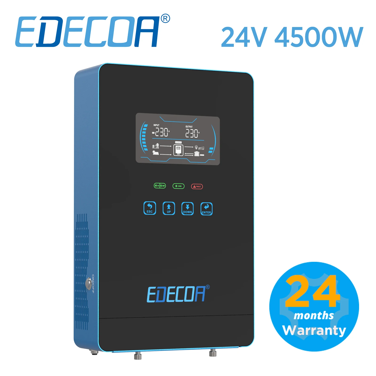 Inverter Solare Ibrido Edecoa 4.5Kw Con Controller Per Caricabatterie Solare Mppt 150A Pv Max 450Vdc 24V 220V 230V Inverter A Onda Sinusoidale Pura