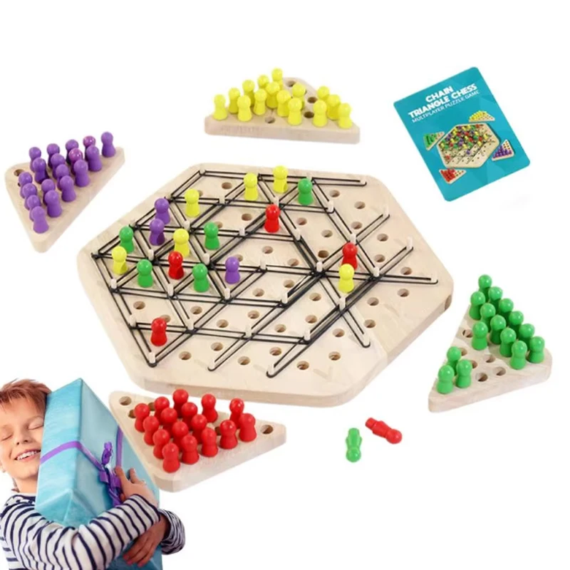 New Chain Triangle Chess Puzzle Game Geometry Chess Rubber Band Training Family Interaction Exercise Thinking Toys Gift 4