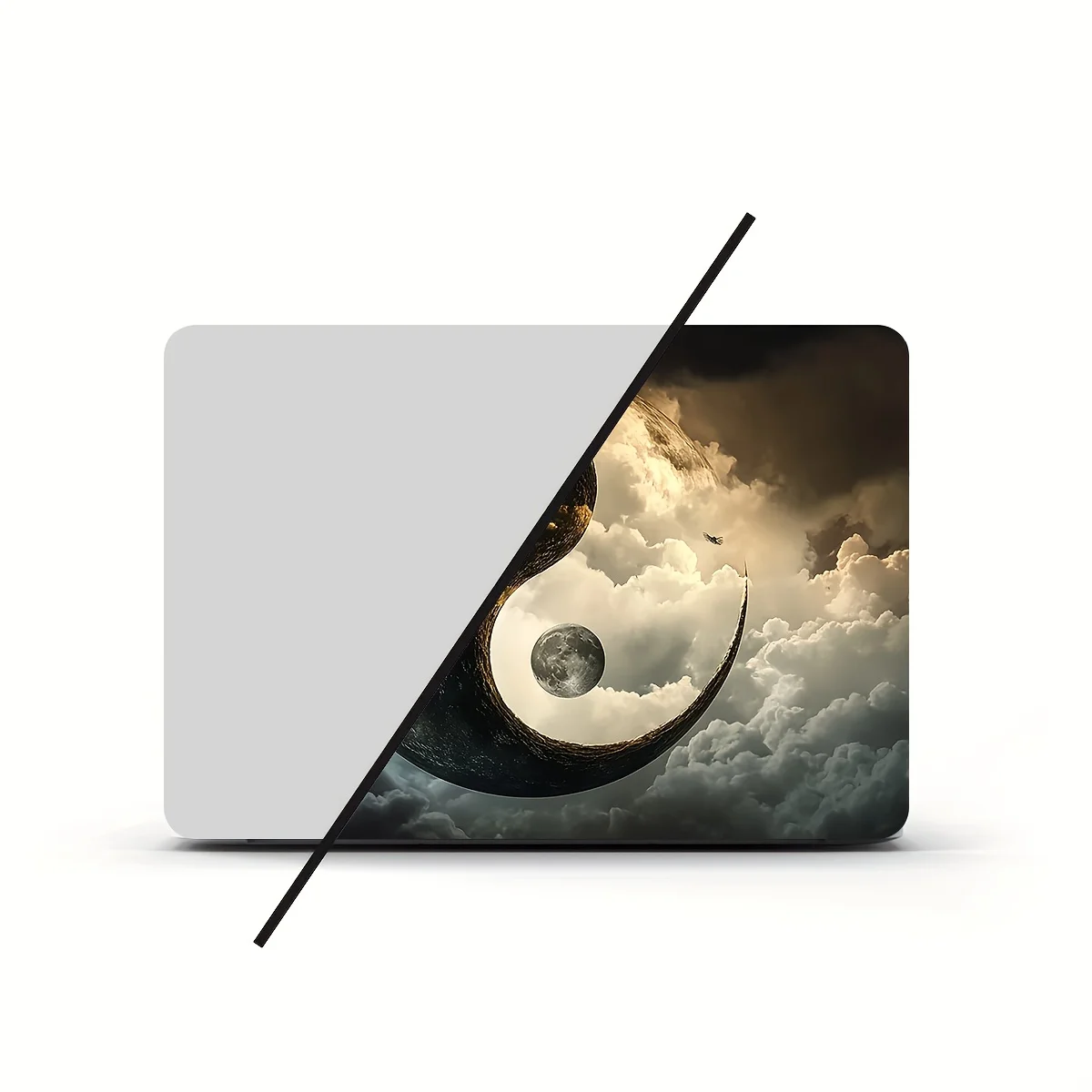 Waterproof Black and White Cat Sticker for Laptops - Scratch Resistant and Durable