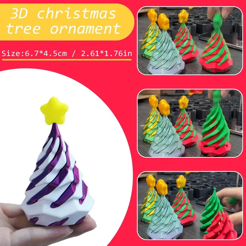 Christmas Tree Spiral Decompression Toy 3D Printed Cone Desktop Decompression Decoration Children's Push And Push Music Gift