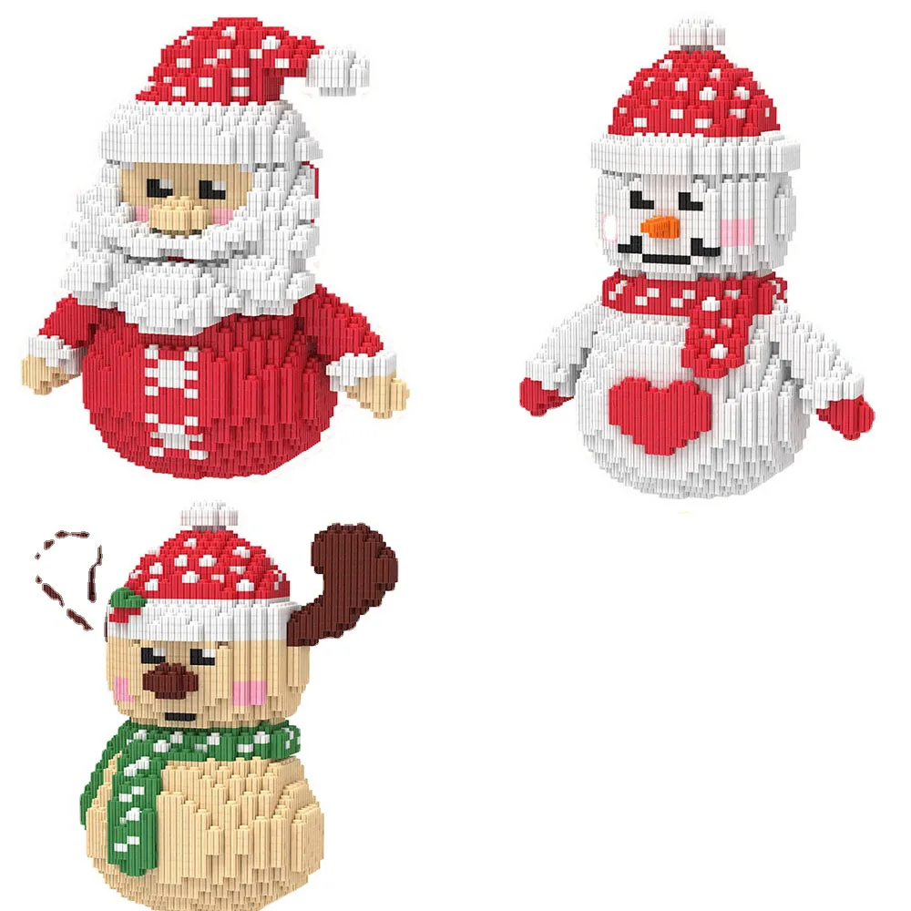 

Micro Christmas Hat Santa Claus Heart Snowman Elk Block DIY Diamond Building Brick Toy for Children