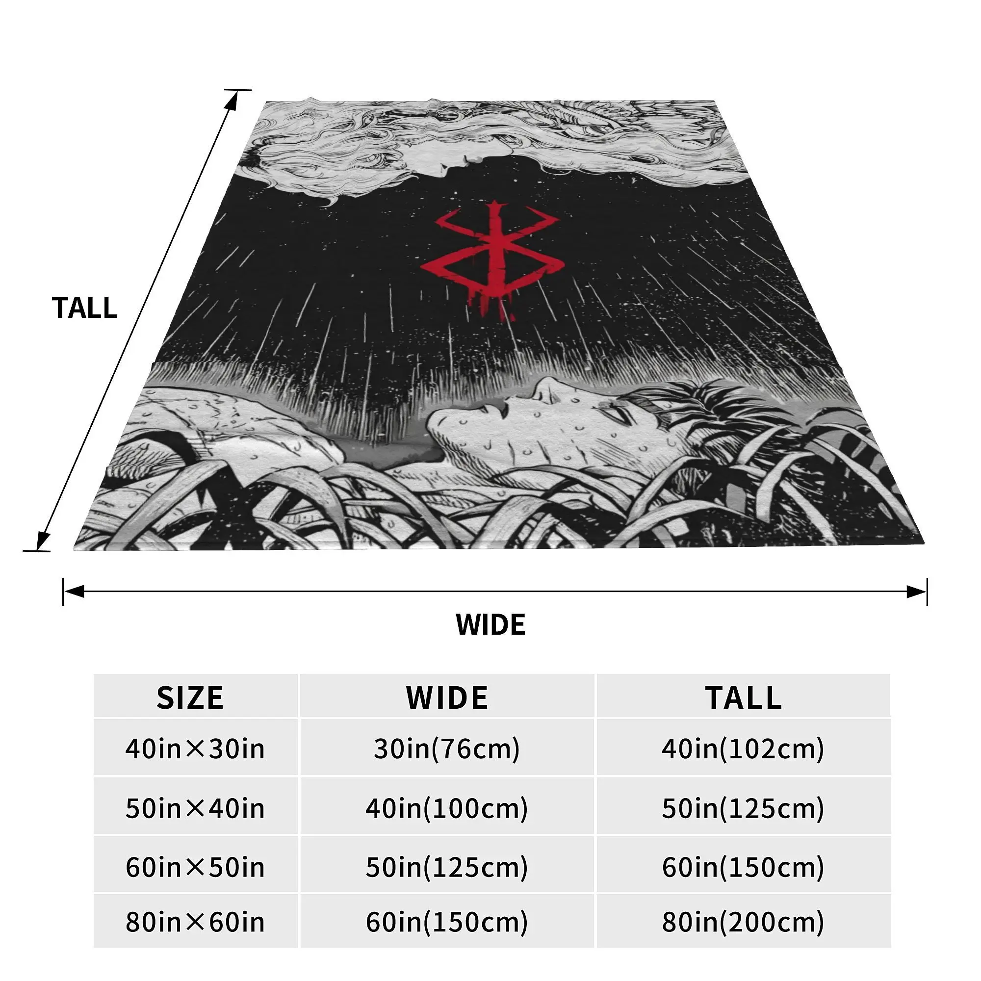 Japan Anime Berserk  Blankets Flannel Swordsman Manga Guts Super Warm Throw Blanket for Bed Bedspread 5