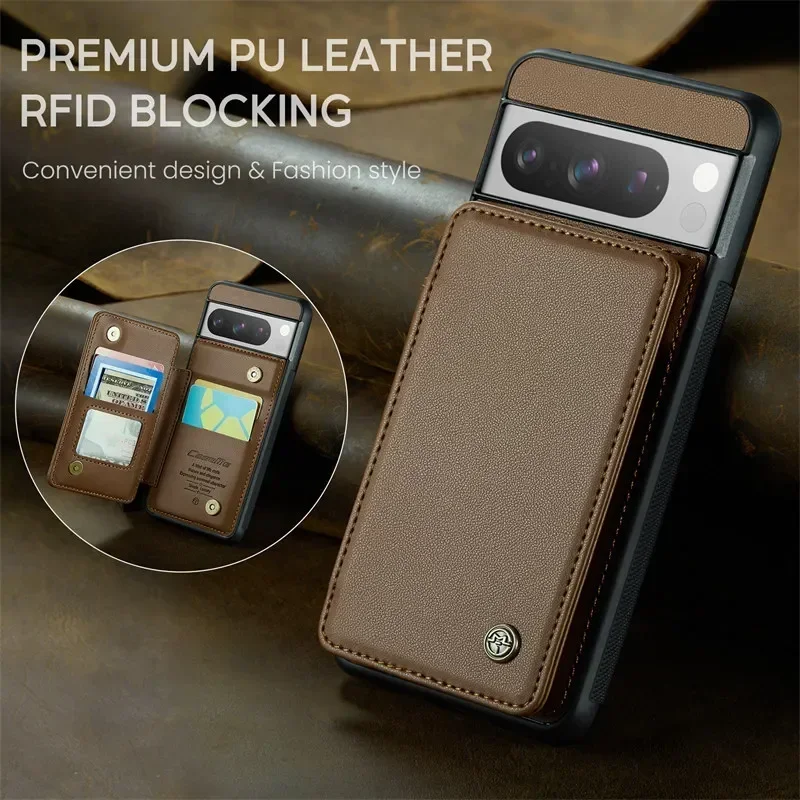 Premium Magnetic Flip Leather Wallet Phone Case with Card Holder - Stylish Back Cover