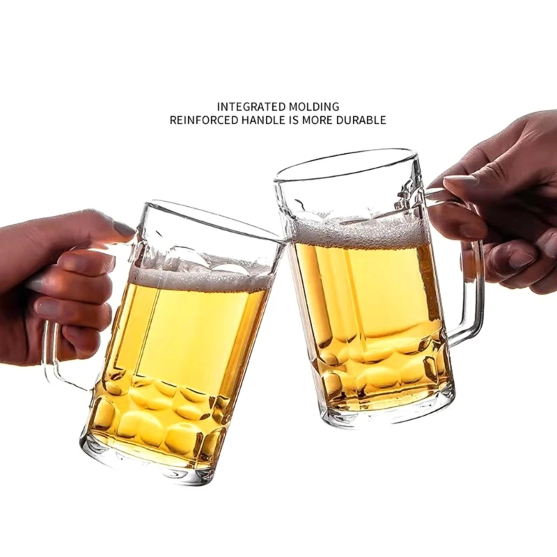 1PC Durable Drinking Cups with Handle Unbreakable Beer Mugs Bar Accessories PC Material Reusable Water Tumblers for Kitchen Bar