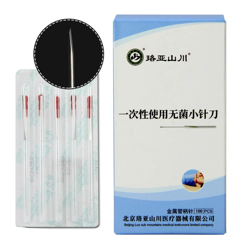 

100 Micro Knife Acupuncture Needle Disposable Needles Aluminum Handle Independent Tube Acupotomy Therapy Point Relief Massager