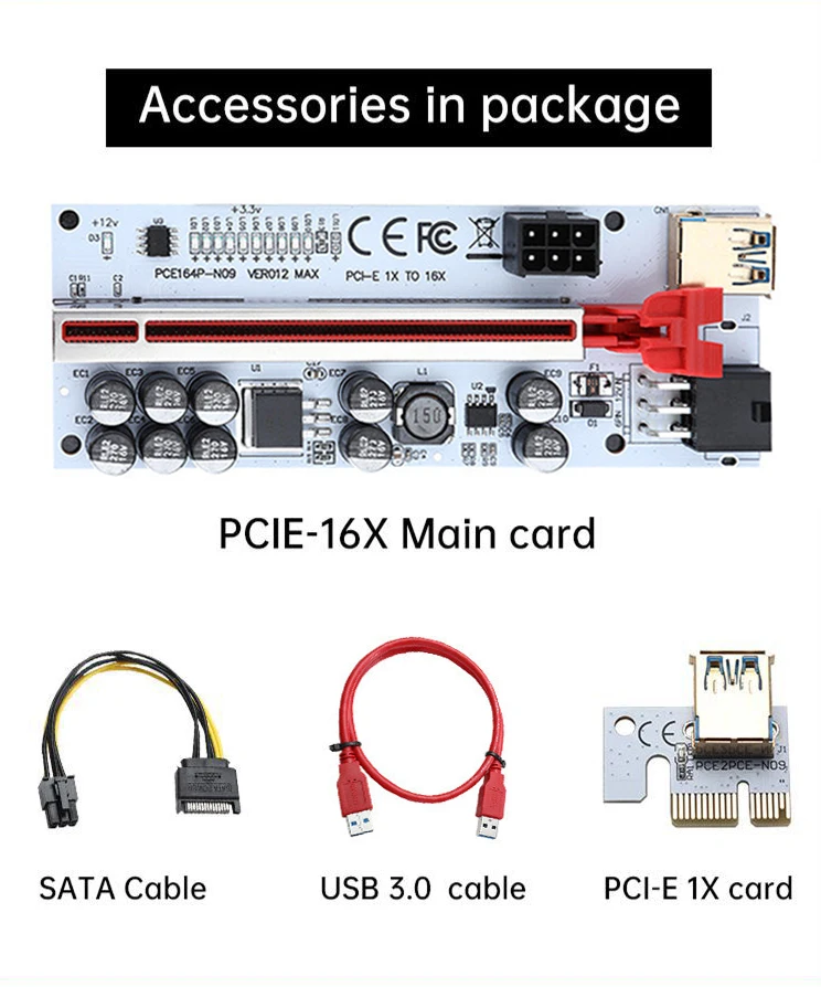 Pcie Riser Ver012 Max 012max Riser Pci Express X16 Extensor Usb3.0 Gpu Riser para Placa de Vídeo w Led para Mineração de Bitcoin Mineiro Pcs - Imagem 3