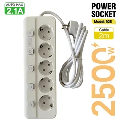 European Power Strip with USB - C Fast Charging and Surge Protection - EU Plug (925 White)